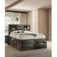thumbnail image 6 of Queen Size Solid Wood Platform Bed with Bookcase Headboard and Side Storage, Grey for Bedroom, 6 of 8
