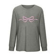 thumbnail image 4 of Mingw Womens Gray Crewneck Graphic Long Sleeve Pullover Tops Casual Fall Outfits, 4 of 4