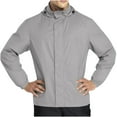 thumbnail image 3 of Fmbrln Mens Solid Waterproof Windproof Jacket Casual Long Sleeve Full Zip Up Hooded Rain Jacket Outdoor Hiking Windbreaker Jacket Gray L, 3 of 5