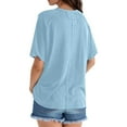 thumbnail image 4 of YOUSNH Womens Casual Spring Summer Solid Short Sleeve O Neck Loose T Shirt Top T-shirts for Women 2024 Blue XXL, 4 of 7