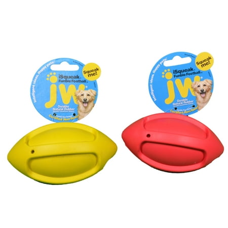 UPC: 0618940400271 | JW Pet iSqueak Fumble Football Set of 2 Durable Natural Rubber Dog Toy