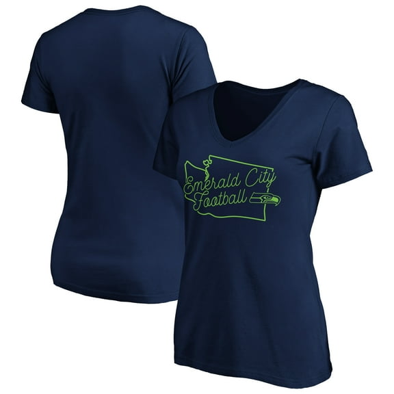 Women's College Navy Seattle Seahawks Script V-Neck T-Shirt
