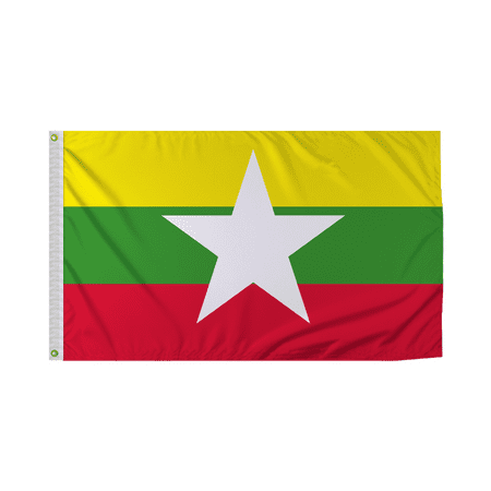 Promopatriot Myanmar Country Flag 3x5 Ft Outdoor Nylon Double Stitched Edges Canvas Header Brass Grommets 3'x5' Myanmar