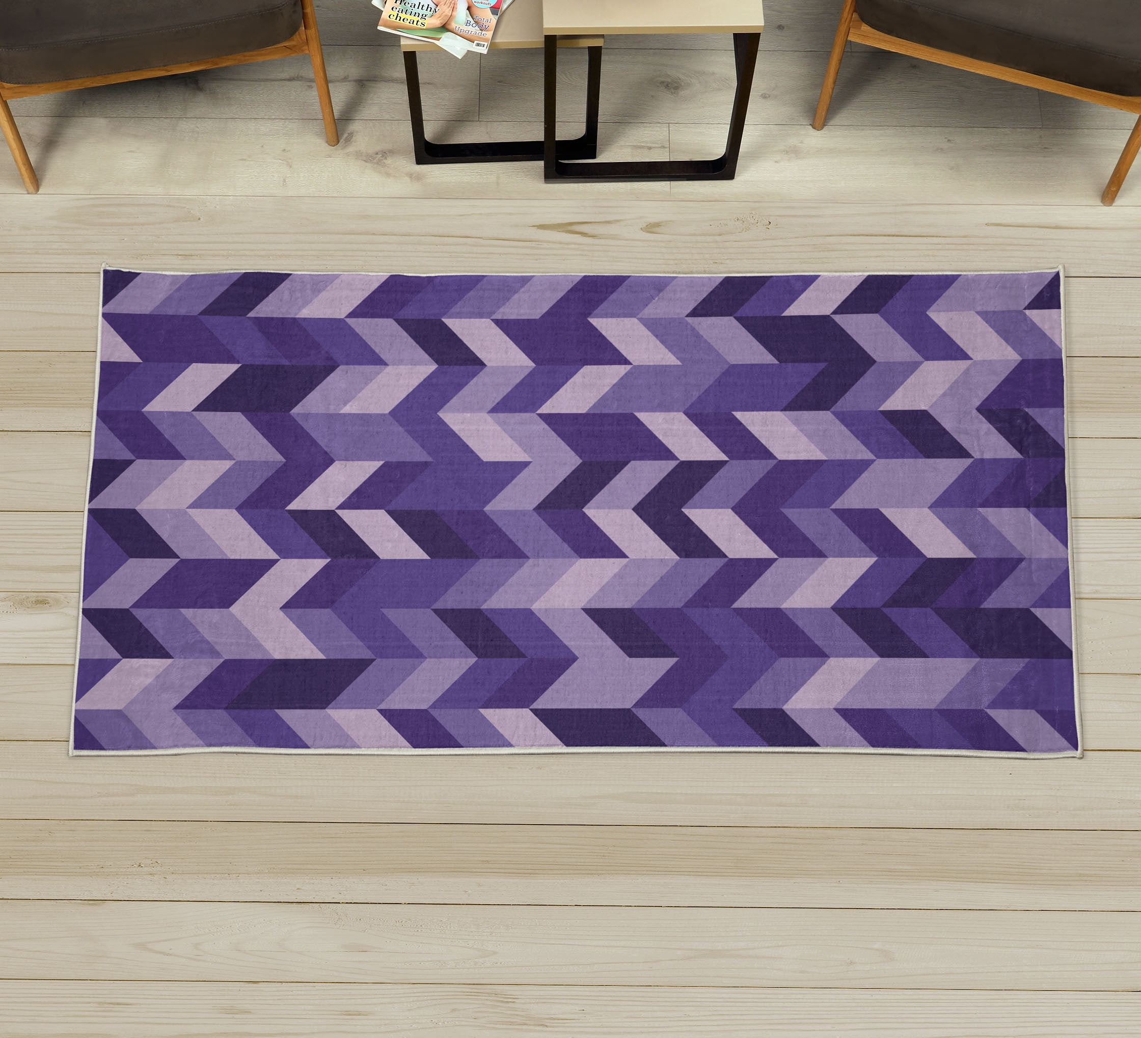 Geometrical Decorative Rug, Modern Herringbone Pattern with Zigzag ...