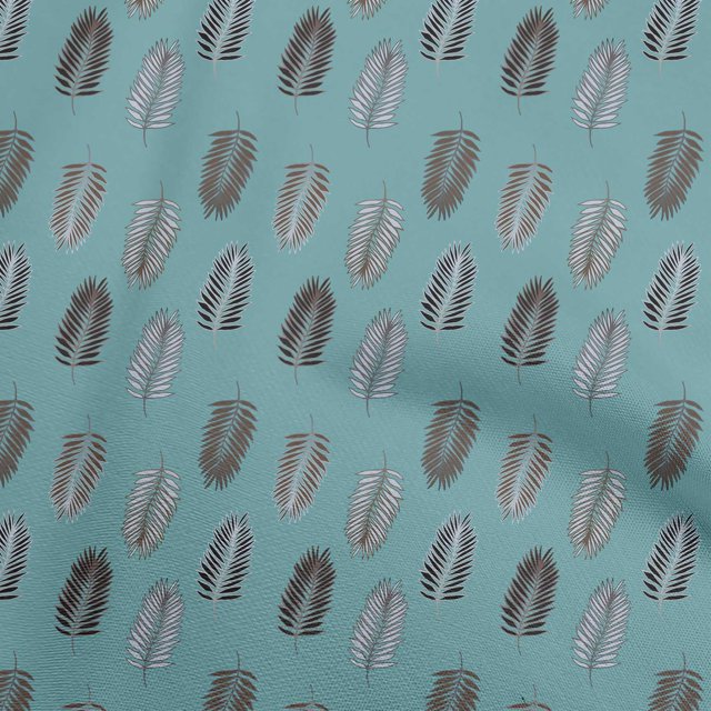 oneOone Rayon Teal Blue Fabric Leaves Sewing Craft Projects Fabric Prints By Yard 56 Inch Wide