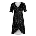 thumbnail image 5 of Womens V Neck Long Sleeve Fall Dresses Beach Dresses For Women Spring Summer Elegant Wrap V Neck Floral Boho Dress Flowy Ruched Hawaiian Maxi Dress Black, 5 of 5