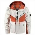 thumbnail image 6 of FINALGANG Men Jackets Autumn Winter Warm Windproof Casual Letter Printed Long Sleeve Hooded Zip Up Button Coat With Pockets Man Trendy Riding Motorcycle Work Jacket,White,M, 6 of 9