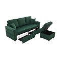 thumbnail image 3 of Noble House Elena 4-Seater L-Shaped Corduroy Sectional Sofa with Pull-Out Storage, Ottoman for Living Room, Emerald, 3 of 12