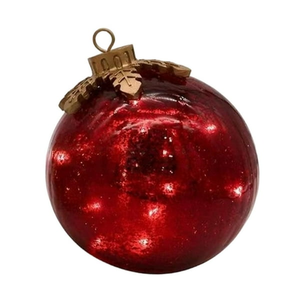 Adorno de bola navideña para árbol de Navidad, decoración colgante para escritorio, decoración LED navideña Rojo