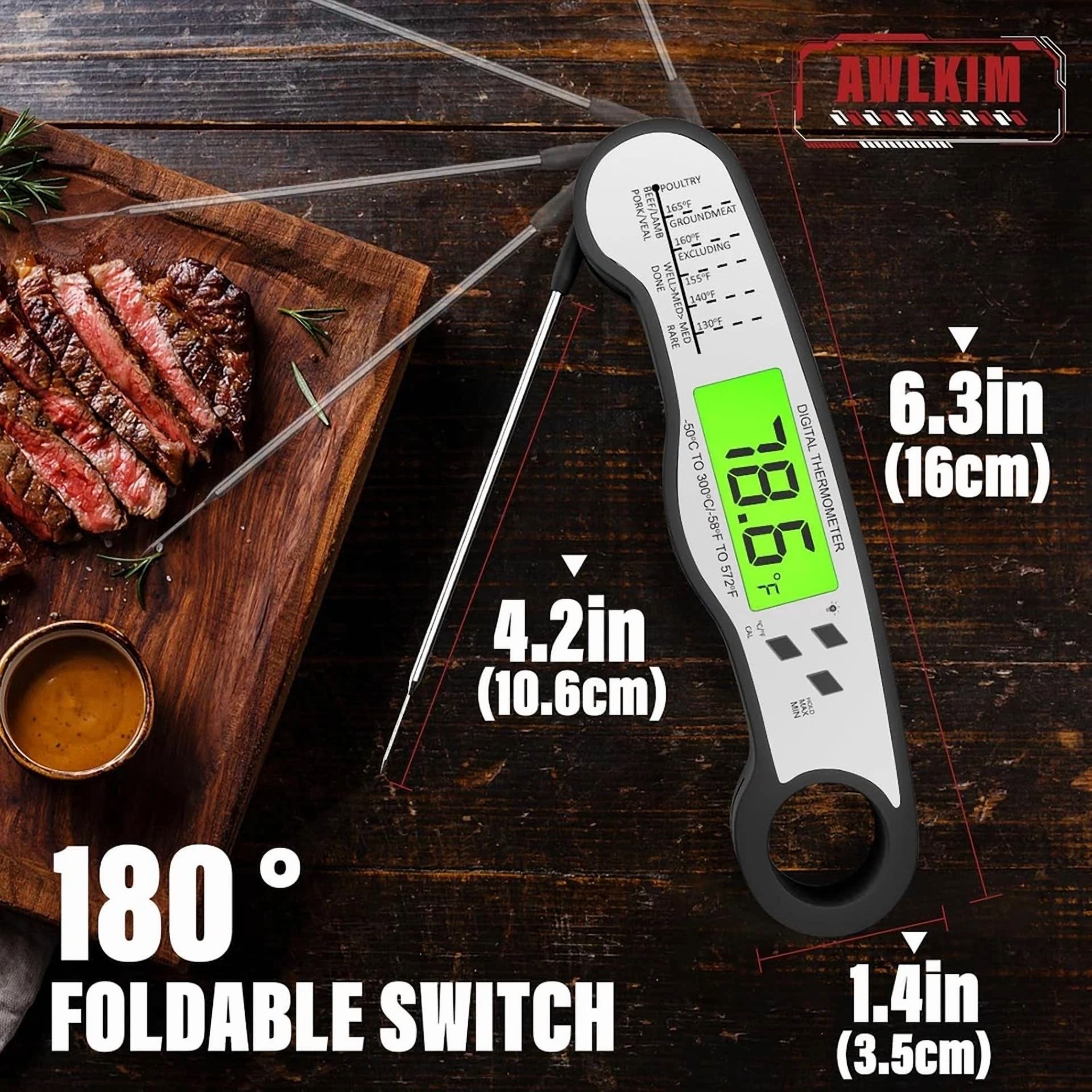 CIRCLE- Digital Meat Thermometer - Instant Read Waterproof Kitchen Tool