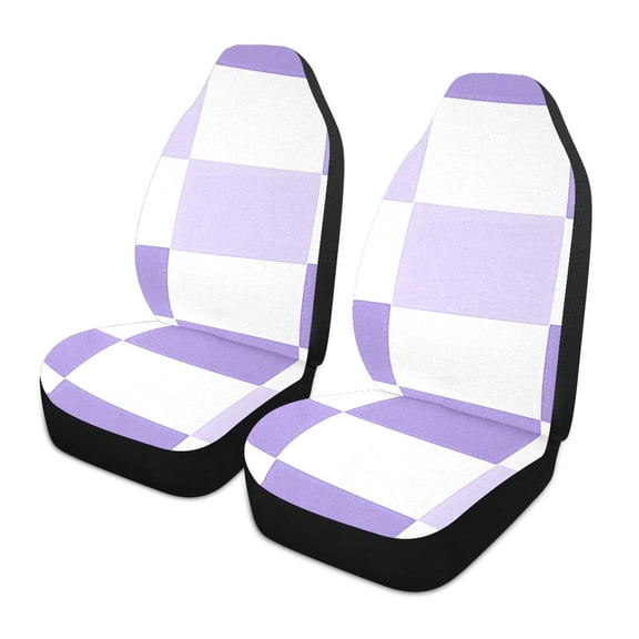 Light Purple Squares Pattern Car Seat Covers Front Seats Universal Fit for Sedan SUV Truck Van