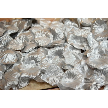Bulls Silk - Quasimoon Silver Silk Rose Petals Confetti for Weddings in Bulk by PaperLanternStore