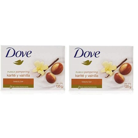 Dove Purely Pampering Shea Butter Beauty Bar With Vanilla Scent Soap 4.75 Oz/135 Gr (2 Pack)