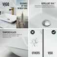 thumbnail image 3 of VIGO Matte Shell Sottlie Glass Rectangular Vessel Bathroom Sink in White with Amada Faucet and Pop-up Drain in Matte Gold, 3 of 10