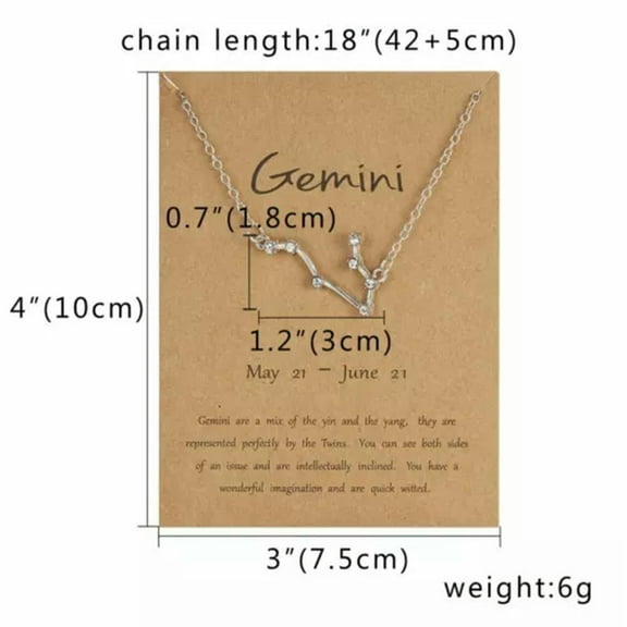EOEMY Wholesale 12 Constellation Pendant Necklace Zodiac Signs Women Men Jewelry Gift-Gemini