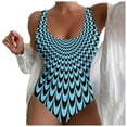 thumbnail image 1 of MKLEKYY Trajes De Baño Dama Women Large Size Swimwear Figure Shaping U Neck Striped Print Sports Swimsuits Swimsuit With Wide Shoulder Straps, 1 of 5