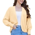 thumbnail image 3 of Asklazy Women's Loose Knit Lantern Seleeve Ribbed Sweater Open Front Caridigan,Beige,2XL, 3 of 7