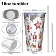 thumbnail image 4 of 16oz Tumblers White Christmas Santa and Character Pattern Stainless Steel Vacuum Insulated Double Wall Travel Tumbler Cups Mug with Lid and Straw,Cleaning Brush for Coffee,Tea, 4 of 4