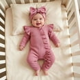 thumbnail image 2 of Baby Bodysuits Unisex Bodysuit Boys Girls Clothes Newborn Baby Girl Ruffle Long Sleeves Corduroy Romper Bodysuit,corduroy romper 0-3 Months, 2 of 9