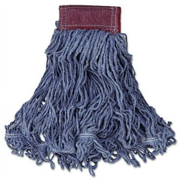 Rubbermaid Commercial Super Stitch Blend Mop Head, Large, Cotton/Synthetic, Blue, 6/Carton