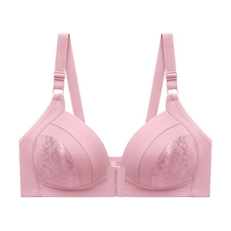Levmjia Womens Wireless Comfort Bra Breathable Cotton Seamless Adjustable Straps Front Closure Yoga Home Sports 32-40B/C/D Blush 1-Pack Ultra-Soft Shaping Sleep-Friendly Underwear