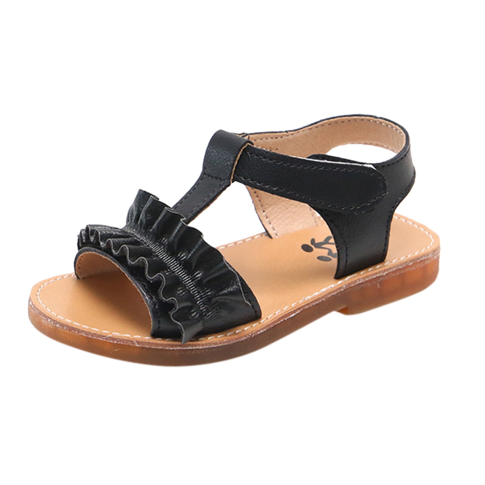 Sngxgn Girl Beach Sandals Outdoor Cross Sandals Cotton Sandals Black 23 -