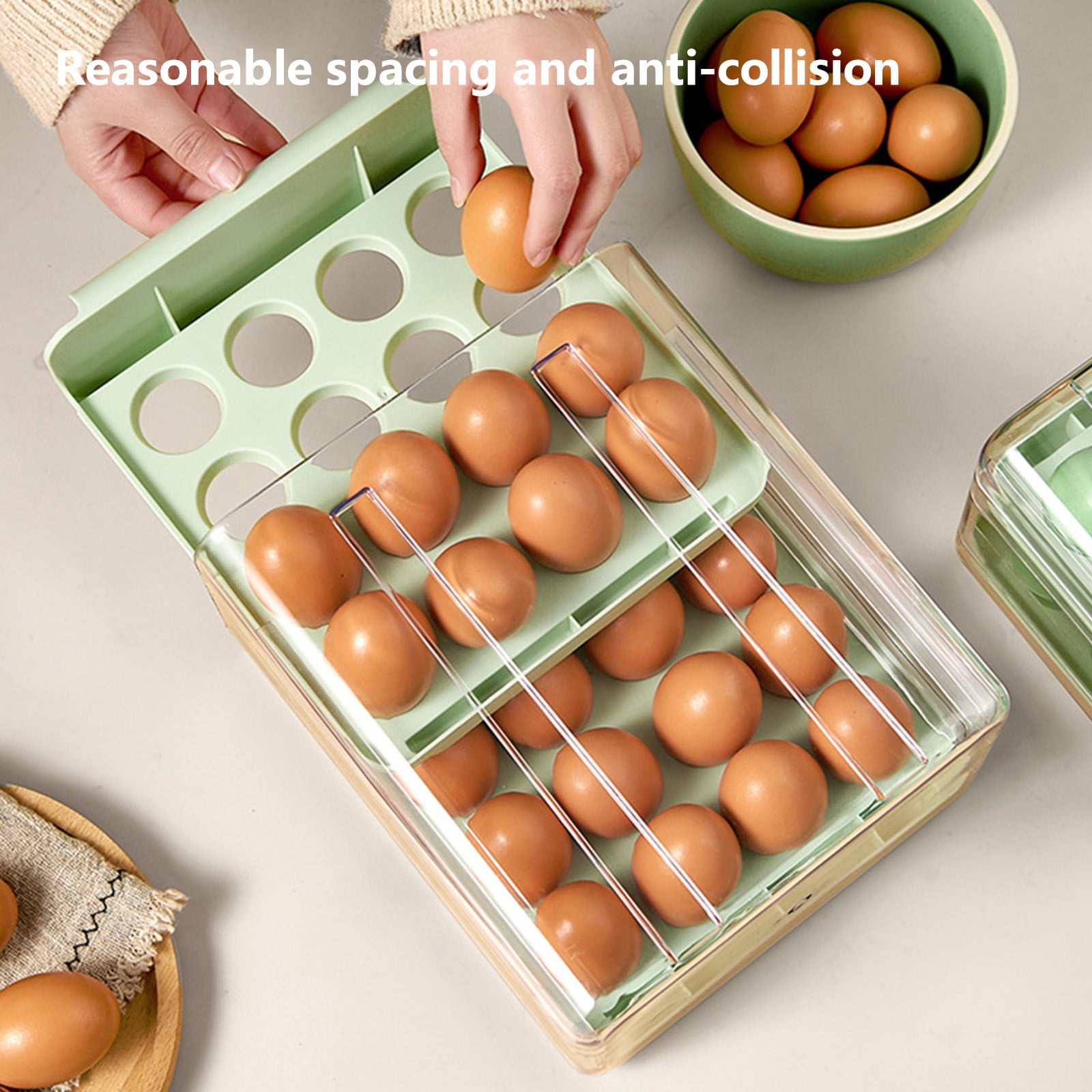 Tuphregyow Totally Kitchen Egg Holder for Refrigerator, Fridge Organizers And Storage Clear,Eggs Tray Bins Plastic Storage Containers With Lid & Handles