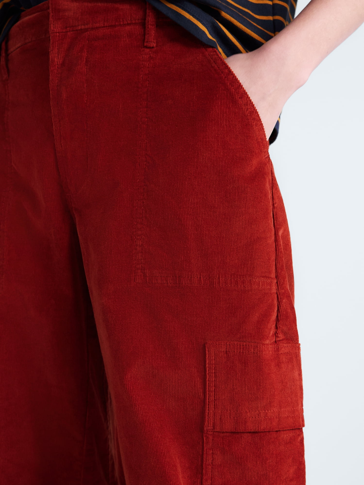 Free Assembly Women's and Women's Plus High Rise Cropped Corduroy Cargo Barrel Pants, Reg and Short Inseam, Sizes XS-4X
