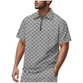 thumbnail image 2 of Men's Polo Shirts With Collar Big And Tall Under $10 Summertime Fashion Elasticity Casual Loose Half Zipper Lapel Short Sleeve, 2 of 9