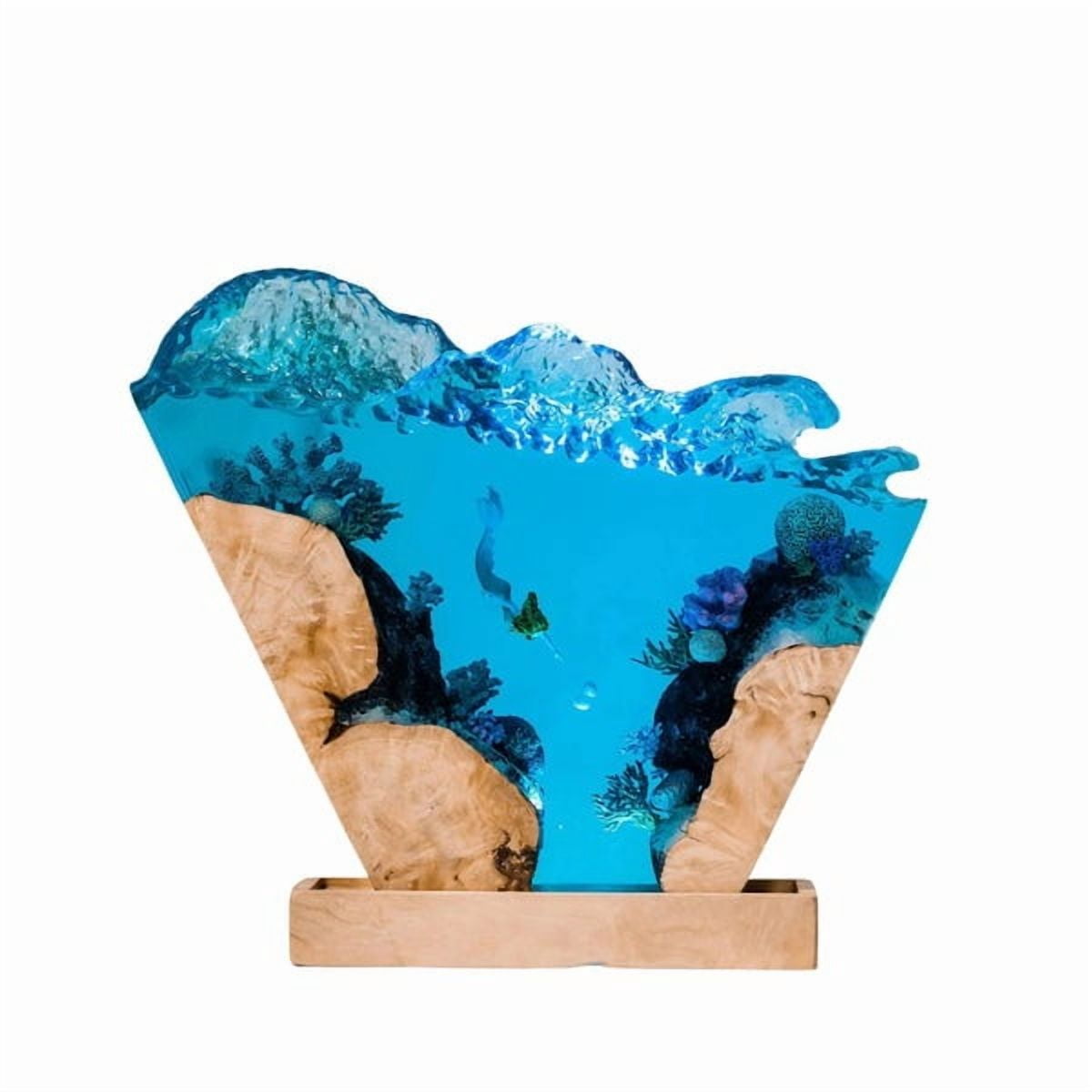 Lamp, Scuba Diver Resin, Ray Lamp Resin, Blue Ocean, Custom Epoxy Resin, Handmade Diorama.