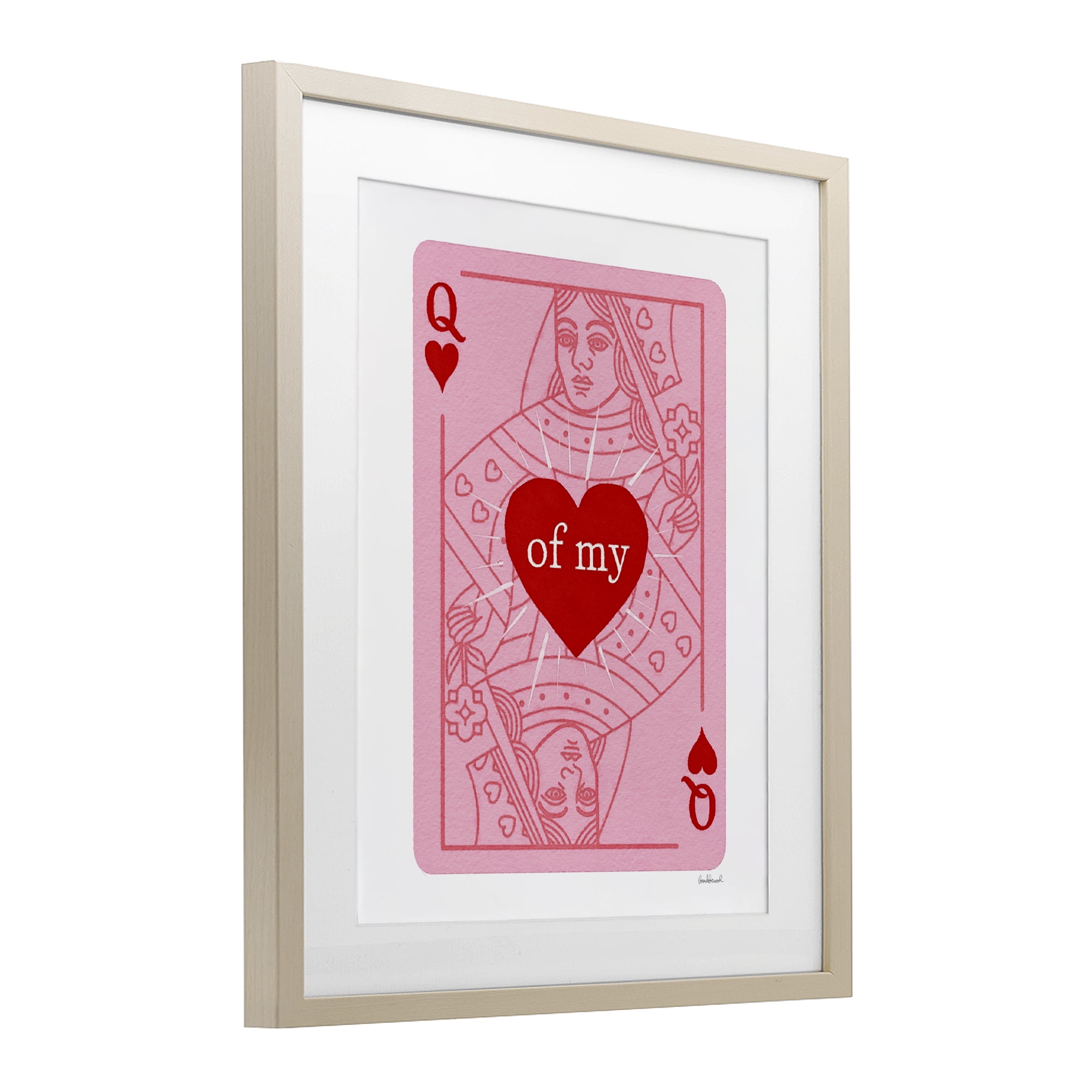 Queen Of My Heart Birch Framed Print Under Glass, design by Amanda Greenwood