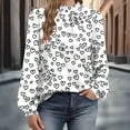 thumbnail image 6 of cocolona Womens Dressy Casual Blouses Long Sleeve Crew Neck Pleated T-shirts Fashion Heart Print Tunic Tops, 6 of 6