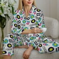 thumbnail image 6 of Fuzoiu American Musical Print Women's Long-Sleeved Pajama,Lounge Button Down Nightwear,Womens Notch Collar Pajama Set-Medium, 6 of 7