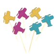 thumbnail image 1 of 24 Uds. De adornos para tartas de avión, avión brillante decorativo, magdalenas, magdalenas, alimentos, frutas, selecciones, Baby Shower, 1 of 2