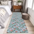 thumbnail image 4 of 2'x6' Rug Runners for Hallways Kitchen, Spring Roses Botanical Non Slip Entryway Beside Floor Carpet Runner, Farmhouse Floral Blue Washable Laundry Room Bedroom Throw Rugs Mat for Family Pet, 4 of 8