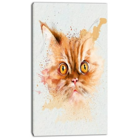 Design Art 'Serious Cat Face Watercolor Sketch' Painting Print on Wrapped