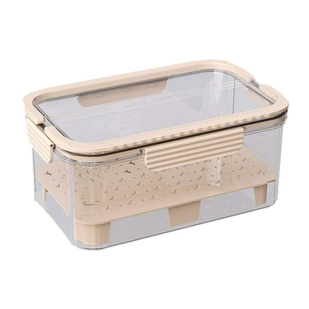 Contenedor de comida para acampar refrigerado con hielo, caja para refrigerios, organizador de gran capacidad, versátil Beige