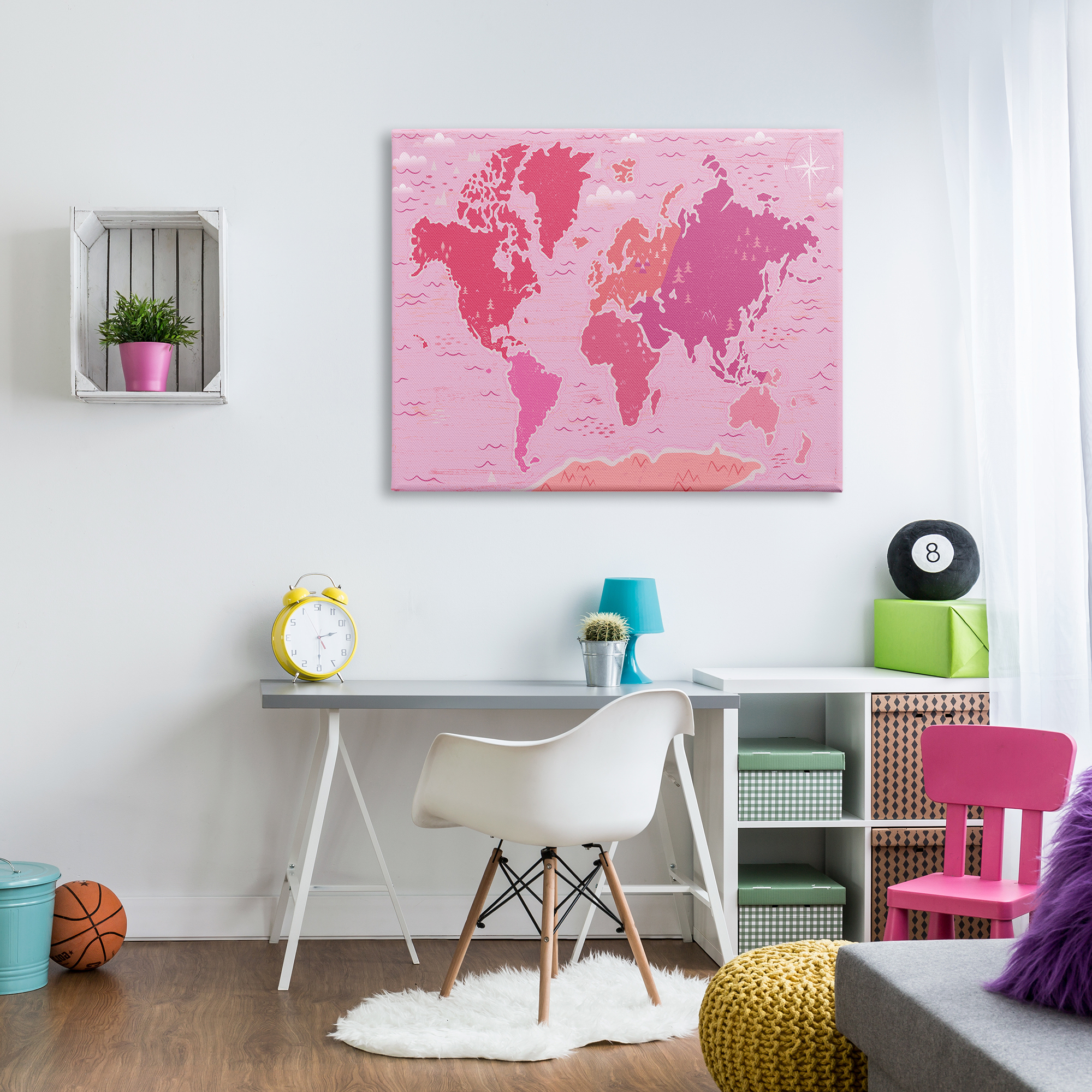 Stupell Industries Pink Tones World Map Atlas Countries Education Graphic Art Gallery Wrapped Canvas Print Wall Art, Design by Arrolynn Weiderhold