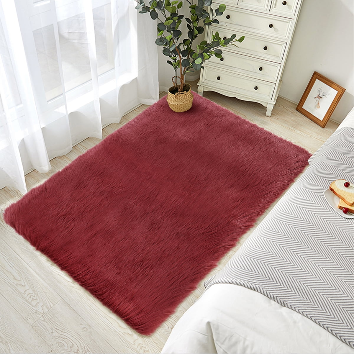 Washable Soft Fluffy Rugs, Faux Fur Sheepskin Rug, Large Wool Shaggy