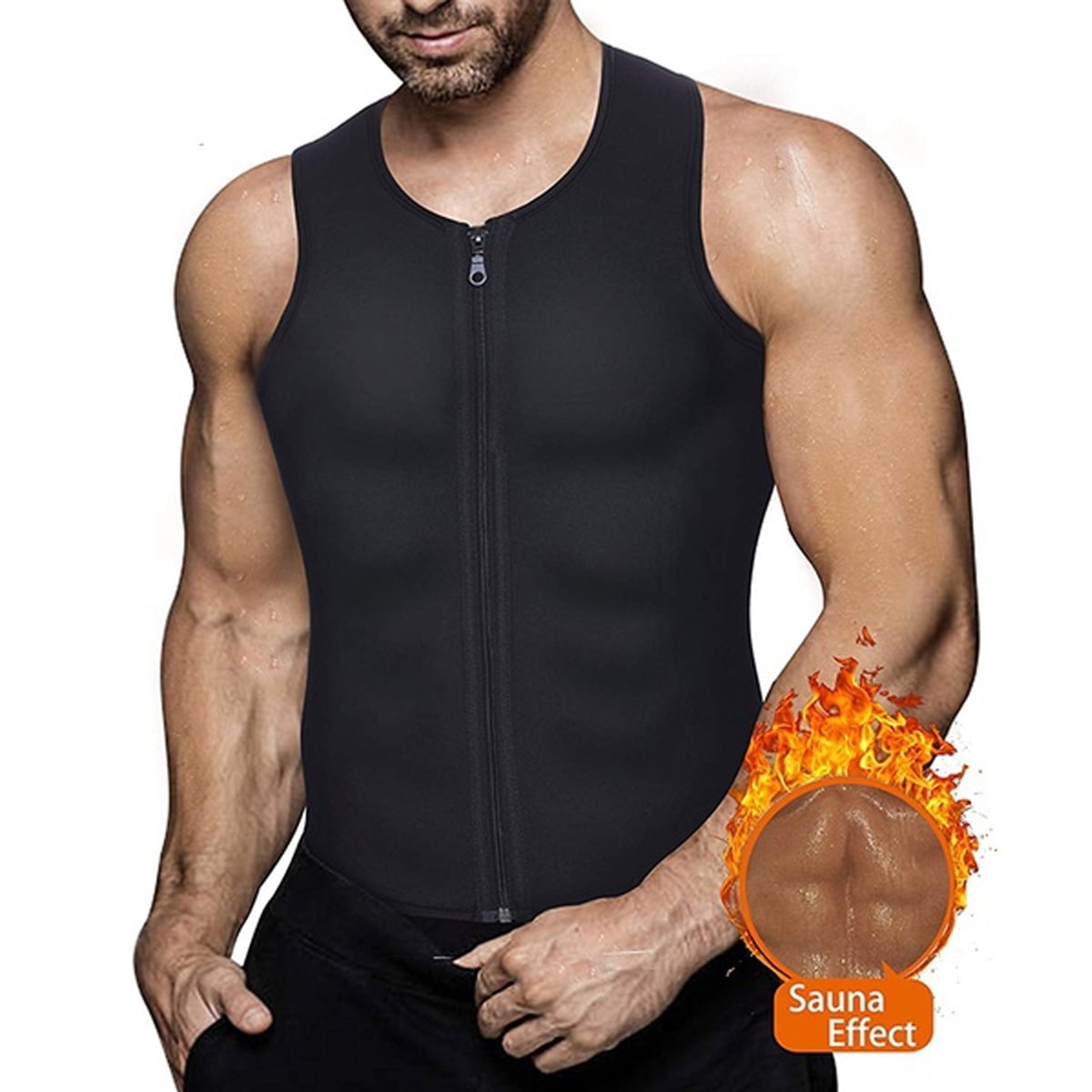 Hot Sauna Sweat Suits,Zipper Closure Tank Top Shirt for Weight Lost,Waist Trainer Vest Slim Belt Workout Fitness-Breathable 