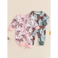 thumbnail image 3 of BemeyourBBs Western Baby Clothes Newborn Baby Boy Girl Cowboy Cowgirl Outfit Romper Cattle Print Long Sleeve Zip-up Full Length Jumpsuit Spring Fall Winter Clothes, 3 of 9