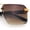 Gold Brown - Brown, variant on Mens Euro Mafia Mob Rimless Bevel Lens Oversize Racer Sunglasses [Gold Brown - Brown]