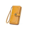 thumbnail image 2 of Guardurnaity Cartera de lujo para mujer, cartera larga de PU con cera de aceite, carteras huecas para mujer, tarjetero de Color sólido, monedas, Carteras Amarillo, 2 of 6