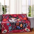 thumbnail image 4 of De Leon Collections 63565 60 x 50 in. Sugar Skull Cat Day of the Dead Decorative Throw Quilt Blanket, Multi Color, 4 of 4