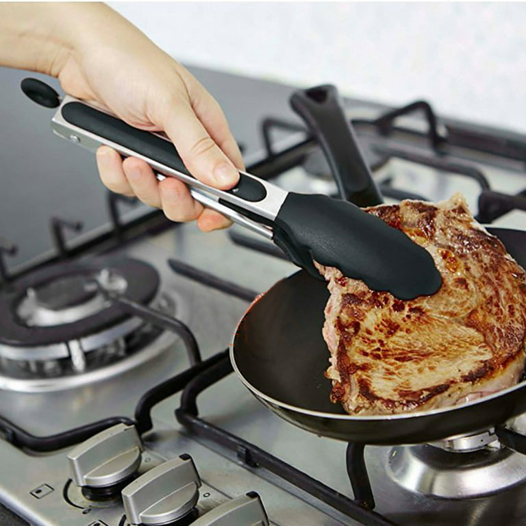 Food Safe Silicone Cooking Tongs - Locking Clip for Easy Storage
