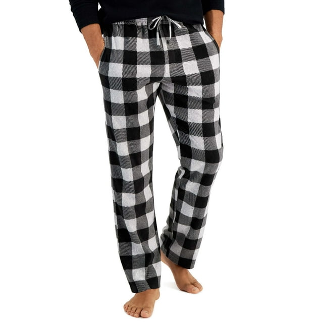 Hanes Mens Micro Fleece Pant, M, Dark Grey Buffalo Plaid