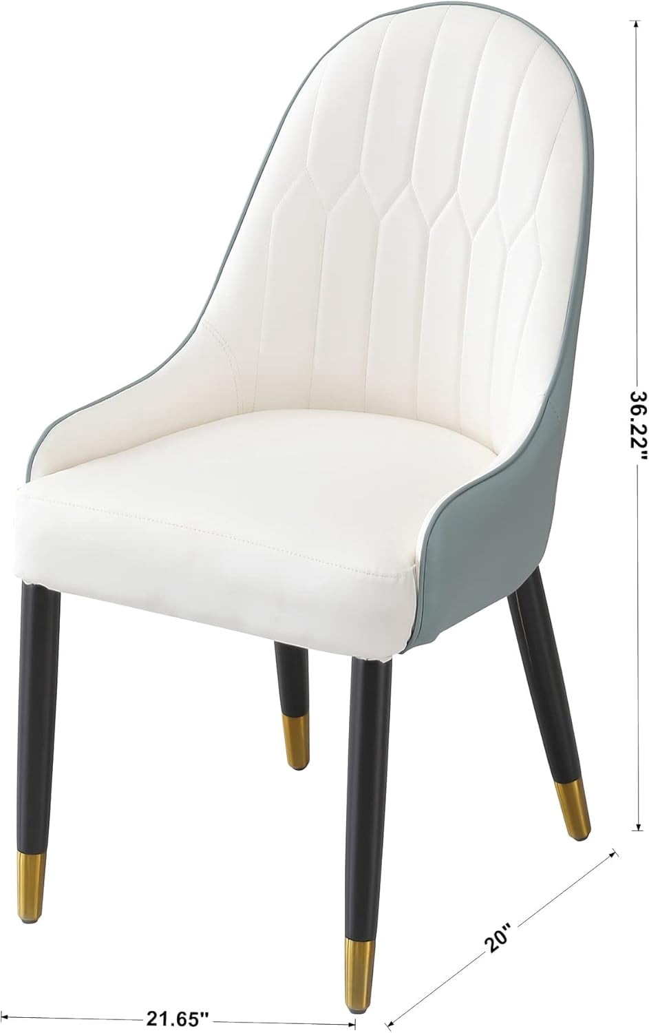 Blue Modern Dining Chairs Set of 2 w/ Faux Leather & Metal Legs | Kitchen/Living/Dining Room PU Accent Chairs
