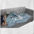 thumbnail image 6 of City Soft Flannel Fleece Blanket, Winter Season Composition Snow Pattern with Houses and Bridges Architecture, Cozy Plush for Indoor and Outdoor Use, 50" x 70", Pale Blue Grey White, by Ambesonne, 6 of 6