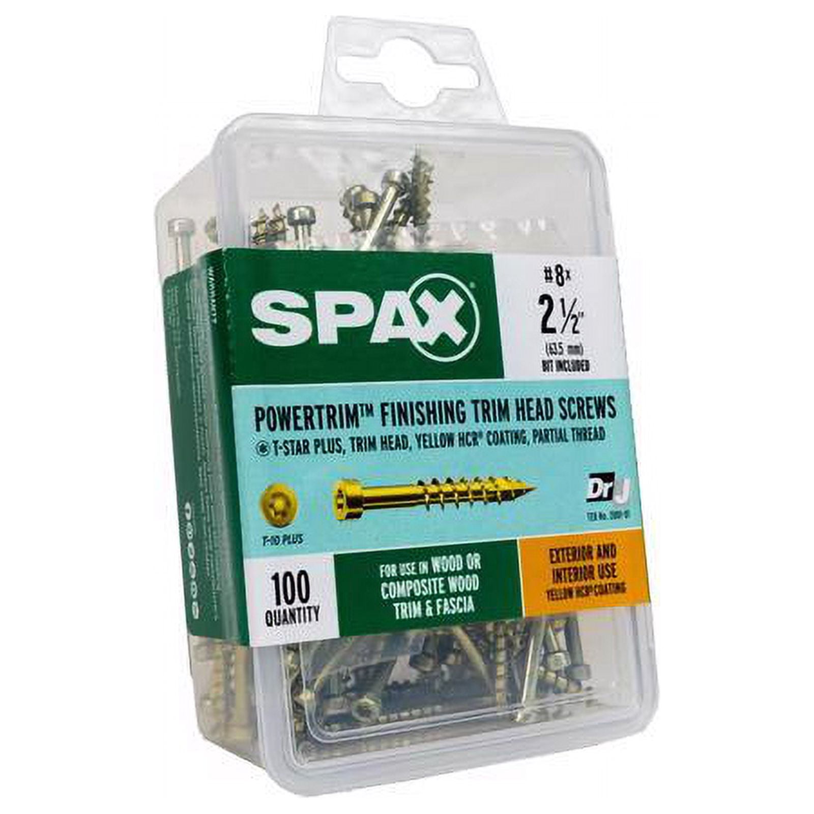 Spax 5042041 Power Trim No. 8 x 2.5 in. Star Round Head Trim Screws, Yellow- Pack of 100
