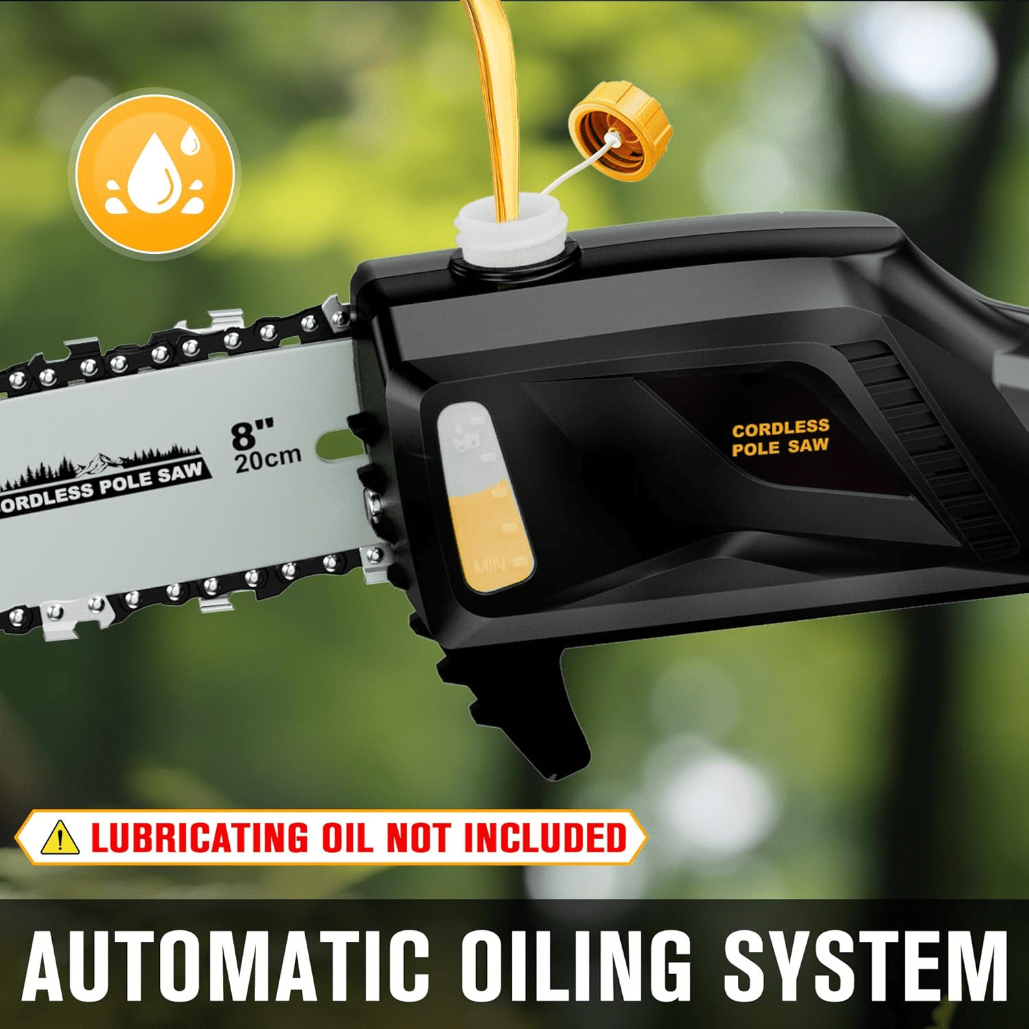 Cordless Pole Saw Compatible with Dewalt 20V Max Battery 8 inch Electric Pole Saws for Tree Trimming Battery Powered, Extension up to14.2 feet Pole Chainsaw (Battery not Included)